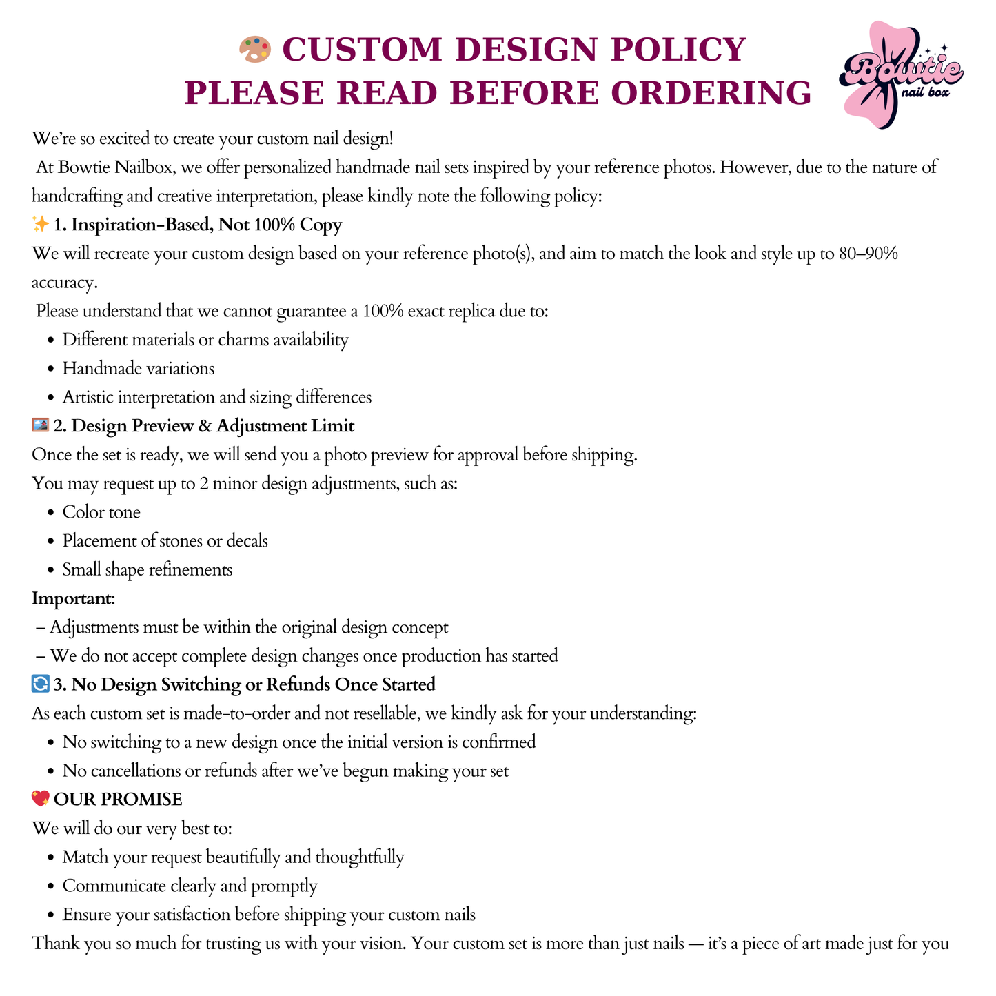 custom design policy