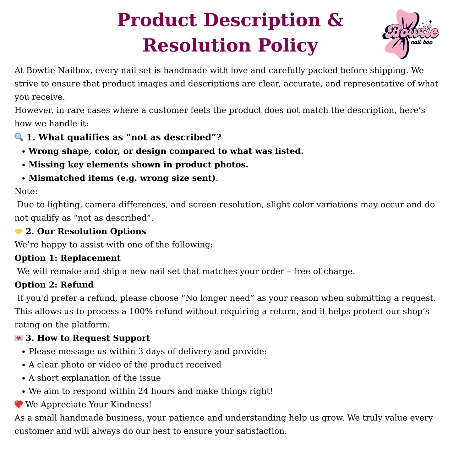 product description