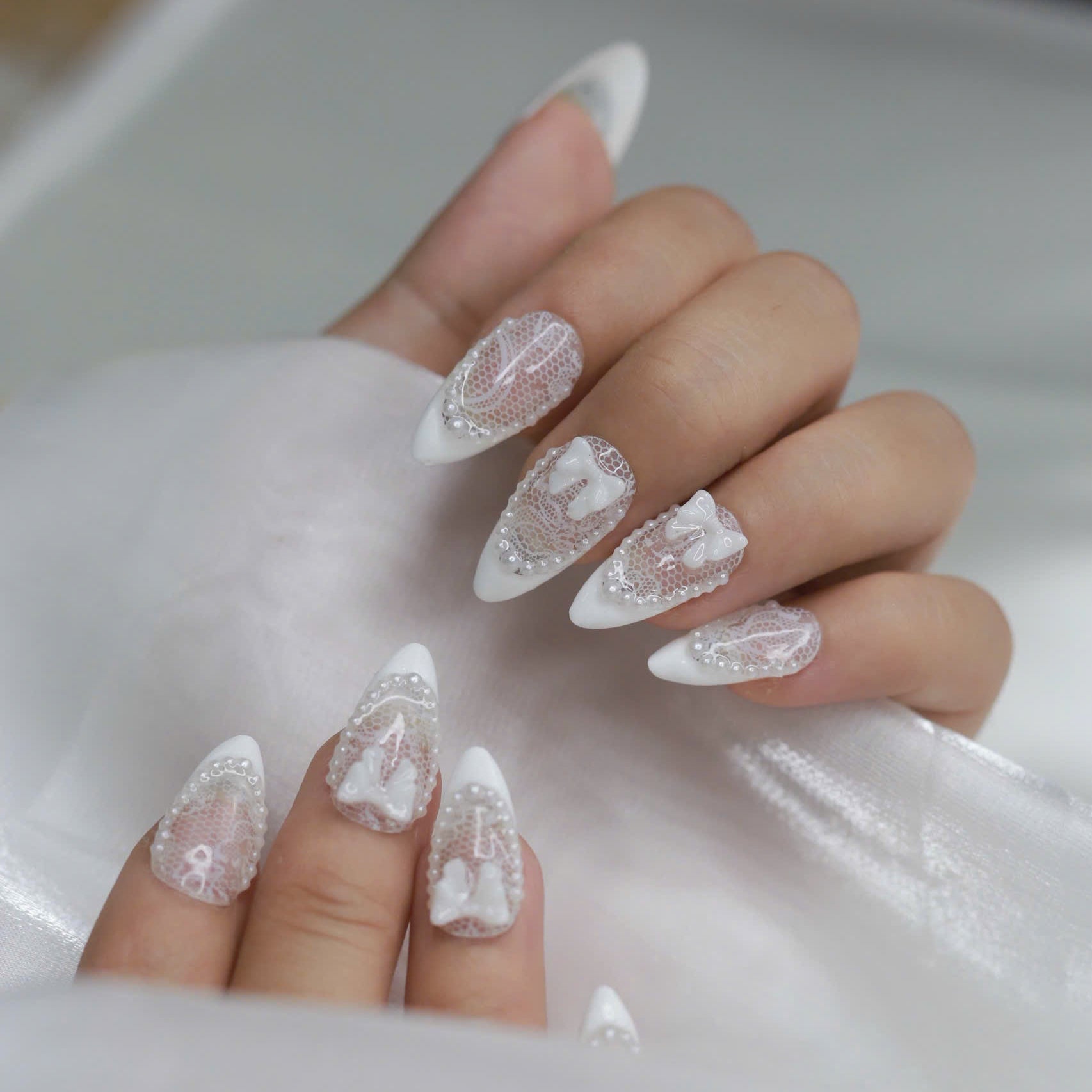 Lace Pearl Bow  4 