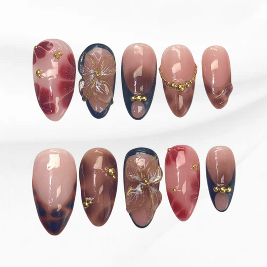 Wild Blush Nails Blush-toned nails with wild leopard accents 
